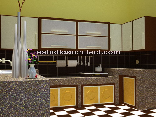 Contoh kitchen set untuk meja tembok lapis granit 